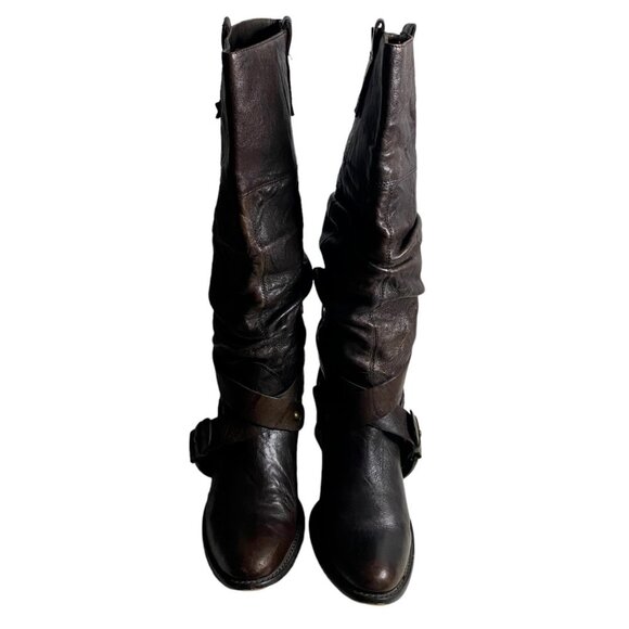 Arnold Churgin Women's Dark Brown Knee-High Slouchy Heel Boots - Picture 4 of 9